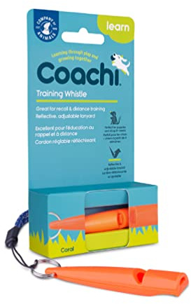 Coachi Trainingspfeife | Koralle | Ideal für das Gehorsamkeits- und Rückruftraining, Kräftiger, klarer Ton, Verstellbares Trageband, für Welpen & Hundetraining