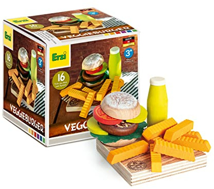 Erzi 28139 Sortierung Veggieburger aus Holz, Kaufladenspielzeug für Kinder | Kaufmannsladen, Rollenspiele, Kreative Spielwelten gestalten