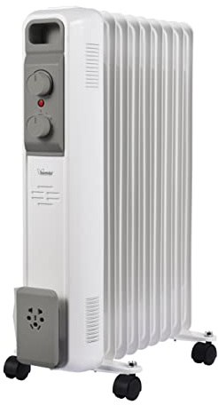 Bimar HO429 Termosifone Elettrico, Radiatore ad Olio a Basso Consumo, Calorifero con 9 Elementi e 5 Canali di Circolazione Termostato Regolabile, 3 Potenze di Riscaldamento, Trasportabile