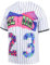 kioken Bel Air Baseball-Trikot, 90er Jahre Hip-Hop-Kleidung für Damen und Herren, kurzärmeliges T-Shirt für Party, White Stripe, Klein