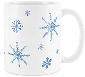 Snowflake Mug - White & Blue Christmas Festive Coffee/Tea Gift 11oz