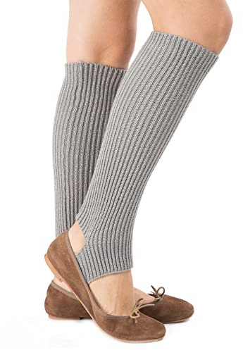 JK Home Femme Jambière Guêtres Fille Ballet Danse Yoga Bas Chausettes Tressé Tricot Ouverture Transversale Gris