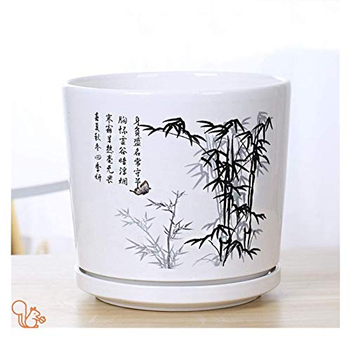BOSUGE, Blumentopf-Keramik-Keramiktöpfe im chinesischen Stil Heimgrüne Pflanze Chlorophytum Topfpflanze Übertopf mit Tablett Landschaftsblumentöpfe im chinesischen Stil (Color : 20, Size : Medium) (C