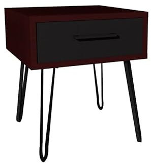 Nachttisch Wenge - Vorderseite Schwarze - 40x40 cm - Nachtschrank - Modis - Glamour - Moderner Nachttisch - Tisch auf Metallbeinen -Loft - Metallbeine - Hairpin Legs - Hairpin Beine Schwarz