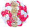 Jellybro Handgefertigte Hochzeitssträuße für Braut Brautjungfer Luxus Künstliche Strass Satin Rose Blume Brautstrauß (Weiß/Rosen, 18 cm)