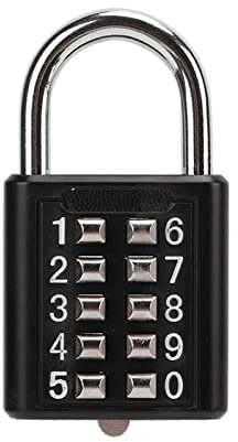 HERCHR Cadenas à Combinaison, 10 Chiffres Bouton Combinaison Mot de Passe Serrure Salle de Sport Armoire Porte boîte à Outils Cadenas pour Gymnase Terrain de Sport vestiaire