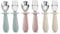 PandaEar 6 Pièces de Couverts pour Bébé en Silicone et Acier Inoxydable, Cuillères et Fourchettes pour Bébé et Tout-Petits sans BPA avec Design Anti-Étouffement en Silicone (Bleu Rose Beige)