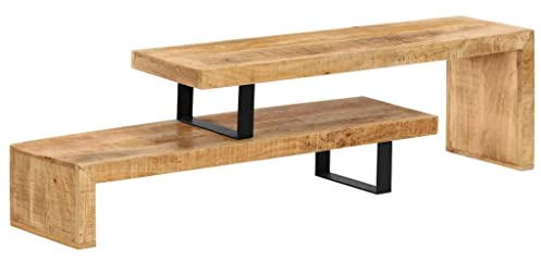FIRBNUS Mueble para la TV Madera de Mango Maciza Mesa para TV Mesa Television Muebles TV Madera Mueble TV Industrial Mesa De TV para Salon Muebles De Salon Mesa TV Mueble Television 115x30x40 cm