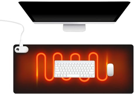 CJBIN Beheizte Schreibtischunterlage, 80x33cm Beheiztes Mauspad, Wasserdichter Beheizbare Schreibtischunterlage mit 3 Heizstufen, 3h Abschaltautomatik und Sitzende Erinnerung für Büro Zuhause,Schwarz