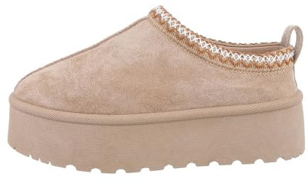 Ital Design Damenschuhe Freizeitschuhe Hausschuhe, WL-008-, Textil, Hellbraun, Gr. 41
