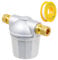 SPARES2GO Boiler Filter 3/8 Aluminium Inline Central Heating Oil Fired Fuel Strainer Bowl + PTFE Tape + 2 x 10mm Compression Connectors