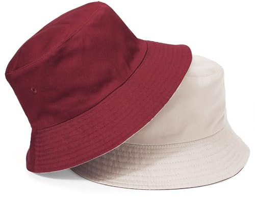 TAGVO Fischerhut Beideseitig Tragen Damen Große Bucket Hat XXL Sonnenhut Outdoor Unisex 100% Baumwolle Faltbar Sommerhut Eimerhut Für Kopf 58-65