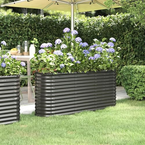 Cosisti jardinière Metal Jardinières extérieures Carre Potager Metal Jardinière Pot de Fleurs Jardinière de Balcon Jardiniere sur Pieds Carre Potager exterieur-Anthracite-152 x 40 x 68 cm