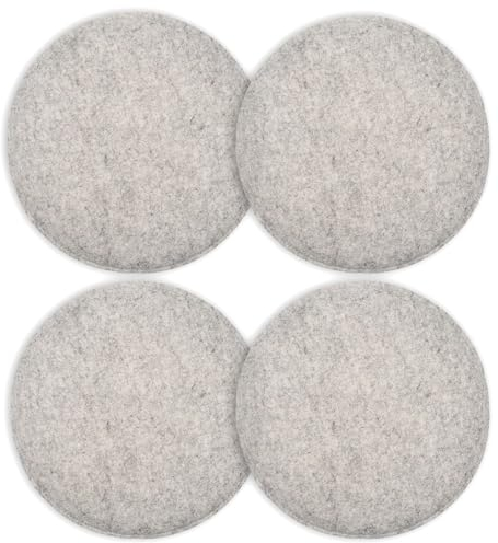 INTIRILIFE Sitzkissen 4er Set aus Filz in Grau - 31.5 x 2.5 cm - Gemütliche Stuhlkissen Dekokissen Rund für Indoor Outdoor Sitzpolster Stühle Bänke Palettenkissen