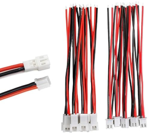 10 Pairs 1.25mm JST 2 Pin Mini Micro Male and Female Connector Plug with 10cm Wire Cable