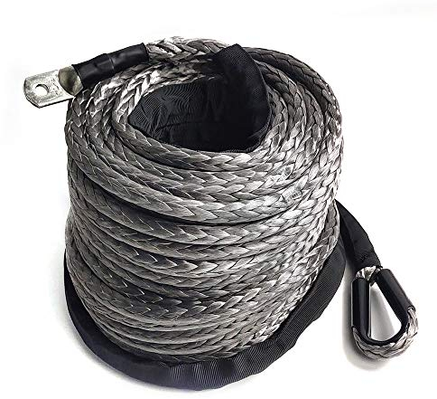 DaiJiubu Corde synthétique de treuil forestier, en plastique, gris, polyéthylène à haut poids moléculaire, 10 mm x 30 m, 23809 lbs, 10,8 T, pour 4 roues motrices, industriel, tout-terrain