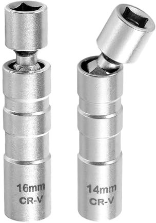 Krtopo 2 Piece Spark Plug Wrench 14mm and 16mm Magnet Universal Flexible Spark Plug Wrench Remover Installer Tool for Cars