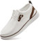 LANGFEUU Mocasines sin cordones para hombre, informales, para conducir, transpirables, ligeros, White, 42 2/3 EU