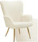 TecTake® Fauteuil Relax Confortable en Tissu Bouclette Fauteuil Scandinave Moelleux avec Accoudoirs & Dossier Ergonomique pour Salle à Manger, Salon, Chambre, Siege Bureau, Allaitement Crème/Or