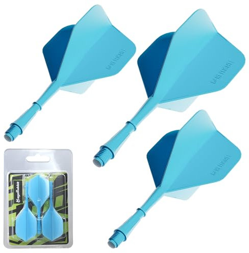MageRabbit Dart Flights mit Schäften,Integriertes Präzisionsgeformtes Dart-Flight und Schaftsystem, Packung mit 3 professionellen, langlebigen kombinierten Dart-Flights und Schäften,Blau