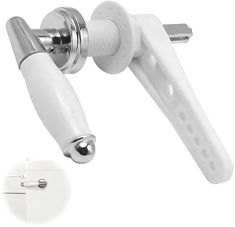 KkvoGmle Ceramic Toilet Flush Handle, Traditional Metal Toilet Cistern Handle Universal Fit Toilet Cistern Handle Chrome Plated Replacement Metal Handle Cistern Lever for Toilet Wc Cistern Tank