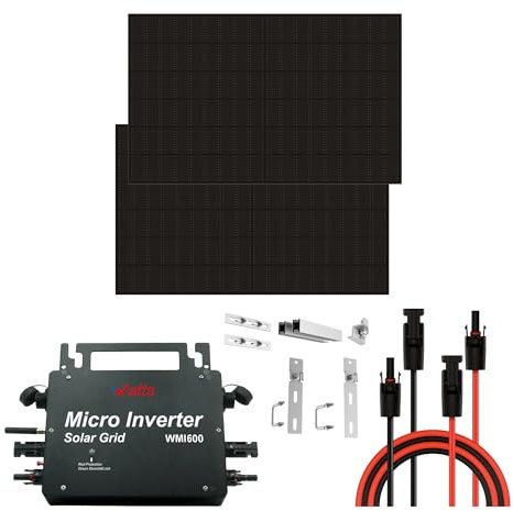 Wonder Full Energy - Kit Solaire 600W Monocristallin - Installation Plug & Play avec Micro-Onduleur MPPT Wi-FI - Haute Efficacité 21% - Étanche IP67, pour Balcon, Jardin, Mur, Toit ou Abri