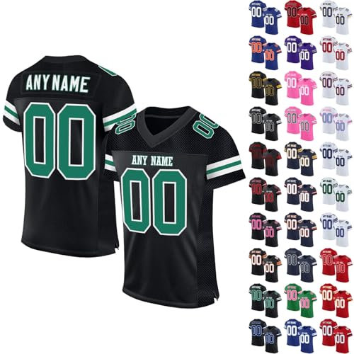 American Football Custom Jersey for Men Women Youth Personalised Name Number Team Name Logo Jerseys Customise Sports T-Shirts Quick Dry Rugby Uniform Moisture Wicking Active Tops 2