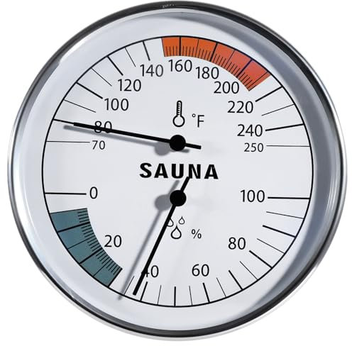 COSYOO Sauna Thermometer Hygrometer, 2 in 1 Fahrenheit Thermometer Hygrometer für Saunaraum, Innen Luftfeuchtigkeit Temperatur Monitor Messgerät Sauna Zubehör
