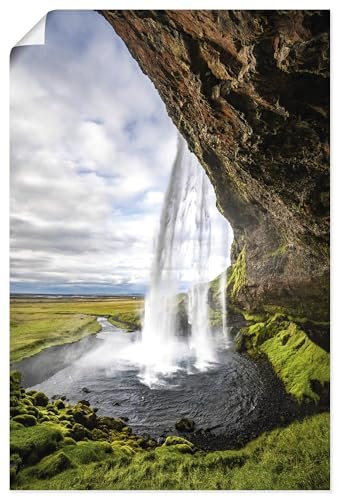ARTLAND Wanddeko Poster & Kunstdrucke Wandposter Deko Natur Landschaft Wasserfall Seljalandsfoss Island U5LN