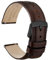WOCCI 20mm Uhrenarmband für Herren und Damen, Echtes Leder - Top Genarbtes Leder, Schnellverschluss, Schwarze Schnalle (Dunkelbraun)