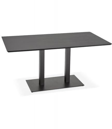 Esstisch aus Holz mit Metallbeinen | Rechteckiger Besprechungstisch für Konferenzen | Designertisch im Industriellen Stil | Schwarze MDF Platte mit Eschenfinish | 180x90x75 cm | ZUMBA Kollektion