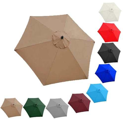 QIQVIV Toile De Rechange pour Parasol De 200/270/300 Cm, pour Parasol Déporté À 6 Baleines/8 Baleines(Khaki,(8Rib) 3.0m/118in)
