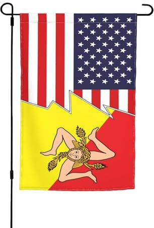 Bandiera della Sicilia e dell'America per esterni, 12x18 pollici, bandiera da giardino, bandiera stagionale bifacciale, decorazione per la casa, bandiere di benvenuto per il cortile