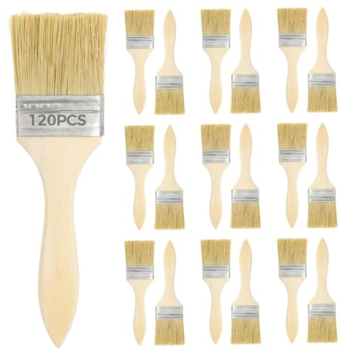 YOFAPA 2 Inch Paint Brushes - 120 PCS Wooden Handle Chip Brushes for Paint, Stains & Varnishes, Bulk Disposable Small Paint Brush Set for DIY, Crafts & Home Decorating