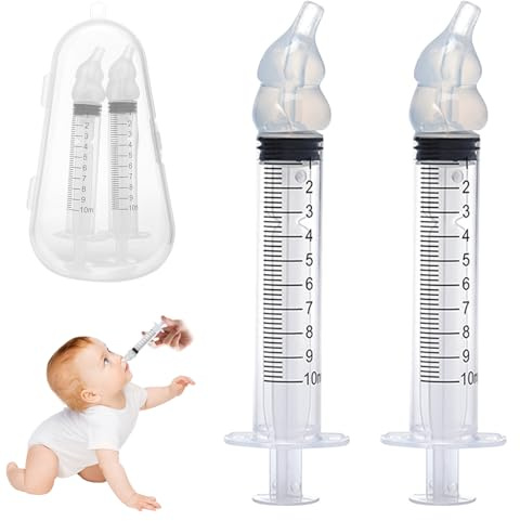 Bwaliffury Nasendusche Baby, 2 Stück Nasensauger Baby 10ml , Profi-Baby Nasendusche mit Silikon-Nasensaugspitze, Tragbares Säuglings-Nasenreinigungsspülgerät, für Neugeborene & Säuglinge