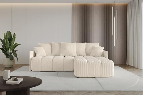 ALTDECOR Ecksofa mit Schlaffunktion und Bettkasten Corner Sofa Bett Eckcouch Couch L-Form Schlafcouch Ausziehbar Wohnlandschaft Schlafsofa Cauchsofa LONLI-L 251x189x68 Beige