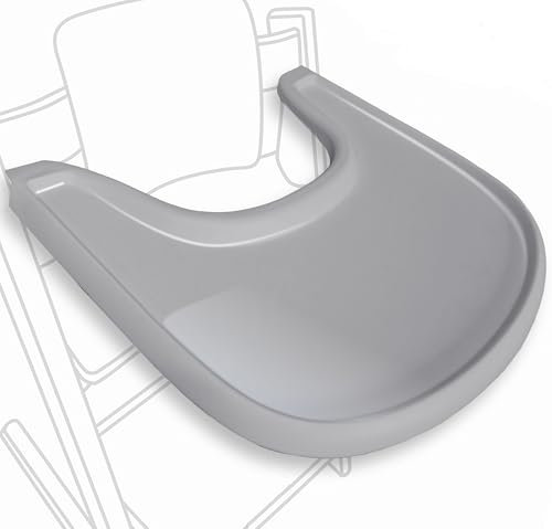 Hochstuhltisch kompatibel mit Stokke Tripp Trapp Stuhl mit leistungsstarker glatter Saugfläche, ergonomisches, geschwungenes Design, Glänzend Grau – BPA-frei, einfach zu montieren