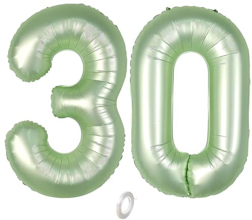 Balorise 40 Zoll Aluminium Luftballon Grün Zahl 30, Helium Unterstützt, Ballon Nummer 0-9, 10-100 (101cm), große Folienballons Dekoration für Geburtstagsfeier, Hochzeit, Jubiläum