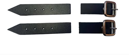 Black Kilt Straps & Chrome Buckles with Leather Tab 1 Inch 3cm Wide 1x - 20x