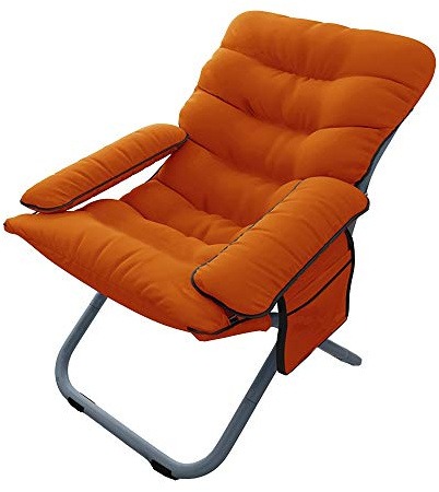 Stuhl mit Zero Gravity, verstellbarer Liege, klappbare Liege, Haushaltsnickerchen -Stuhl tragbarer Außenstuhl mit Baumwollpolster und Aufbewahrungstasche und Ottomane für Terrassenbalkon (Orange ohne