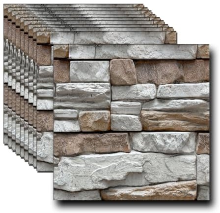 3d wandpaneele selbstklebend Tapeten 3D-Wandpaneele fürPVC für Wohnzimmer, Kamin, Schlafzimmer 10 Stück 30 x 30 cm. (Grauer Stein)