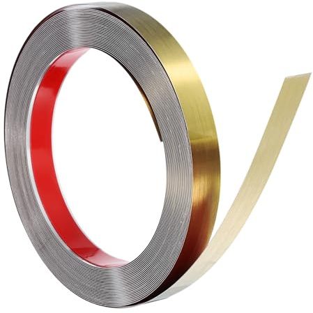 QUARKZMAN Metallband Selbstklebend, 0.3 * 20mm*10m Zierleisten Gold | Wandleiste aus Edelstahl zum Abziehen und Aufkleben für Kamin, Spiegelrahmen, Möbel & Heimdekoration Gebürstetes, 1 Stück