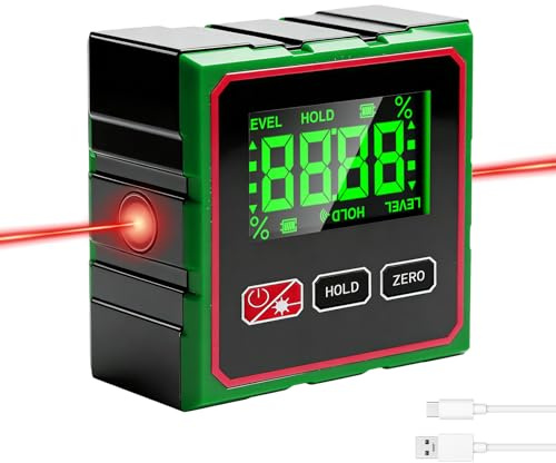 Goniometro digitale, inclinometro, livella digitale con display LCD, goniometro digitale, livella a bolla ricaricabile, mirino angolare digitale per la lavorazione del legno, costruzione fai da te