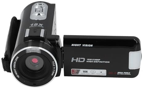 Cryfokt Full HD 1080P 30MP Camcorder für Nacht, Infrarot-Digitalkamera-Recorder mit Zoom für Live-Streaming und Videoanrufe (Black)