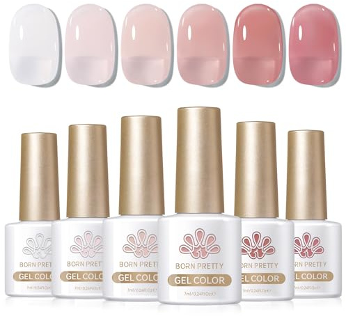 Born Pretty UV Nagellack Milky White Jelly Nude Rose - Gel Nagellack Transparent Natur UV Lack Maniküre und Nagelkunst DIY zu Hause