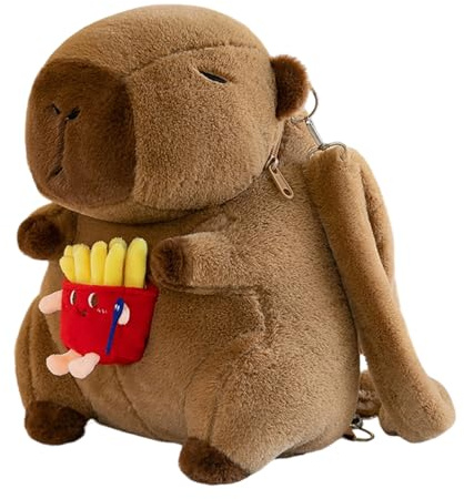Capibara-Tasche, großes Fassungsvermögen, Schulranzen aus weichem Capybara-Plüschtier, für und Mädchen, Geburtstag, Reisen, Tagesausflug, Schule, Camping, Picknick und D, Pommes, Consulte la