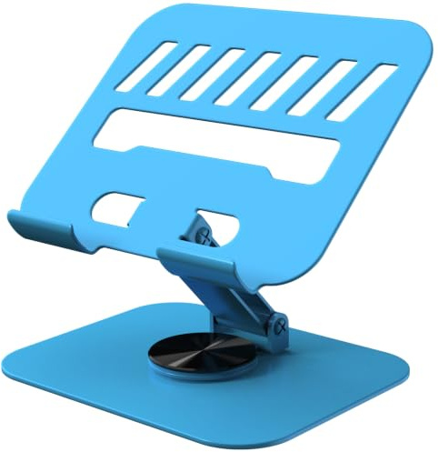 TAPMEI Metal Tablet Stand Holder Adjustable for iPad Kindle Tab, Blue | 360° Rotation, Stability Base, Fully-Fold, Compatible with 4-13 Tablet, iPad Pro/Air 11” 13”, Kindle 11, Galaxy Tab S11 A11