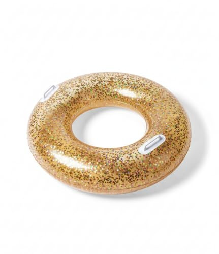 Ameisenkeks® Glitzer Schwimmring Gold – 80 cm – Aufblasbarer Reifen für Pool & Meer