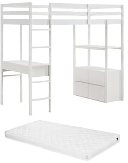 Vente-unique - Hochbett 1 Kalizi - Kiefer - weiß