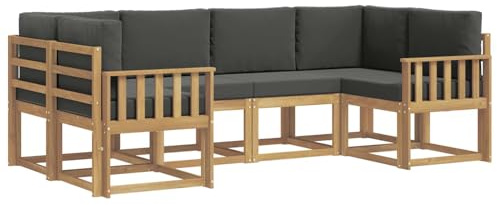vidaXL Outdoor-Sofagarnitur mit Kissen 6 pcs Weiß und Anthrazit, Akazienholz, modernes Gartensofa, Outdoor-Sitzgruppe, Gartenmöbel für die Veranda, wetterfest